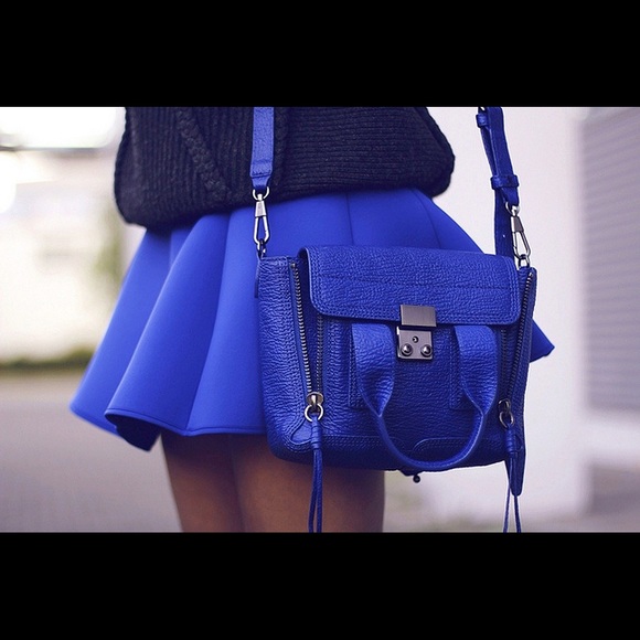3.1 PHILLIP LIM | CLASSIC MINI PASHLI SATCHEL CROSSBODY LEATHER ELECTRIC BLUE - Picture 16 of 17